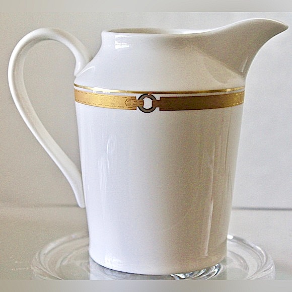 RALPH LAUREN HARNESS CREAMER & SUGAR BOWL SET GOLD BAND LINK - Picture 2 of 11